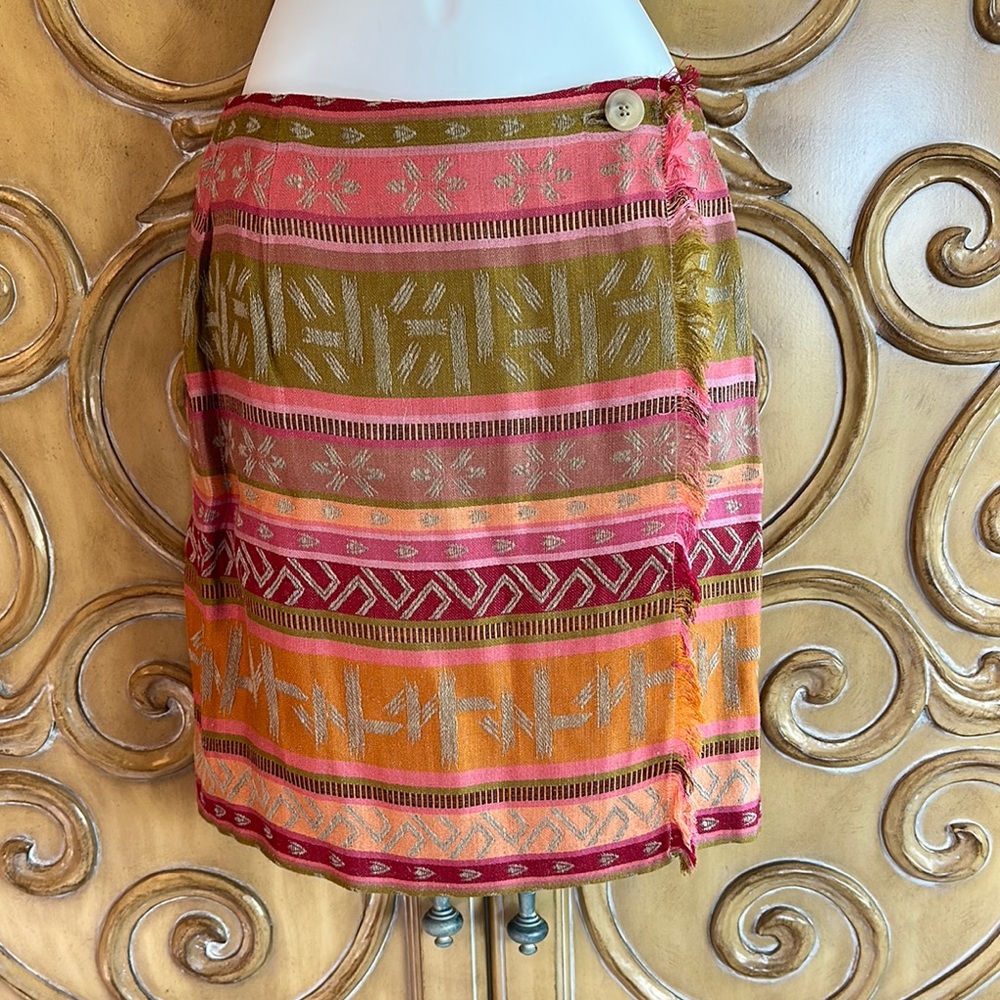 The Limited Pink and Orange Asymmetrical sarong wrap skirt